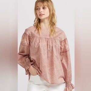 Anna Sui x Uniqlo Women’s Boho Print Long Sleeve Peasant Blouse Top Sz XS